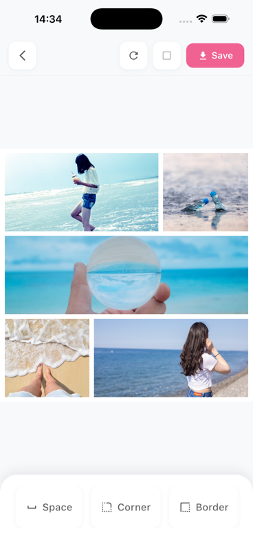 Editor showing a collage of beach photos